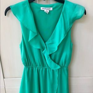 BCBGeneration Teal sleeveless ruffle dress XXS